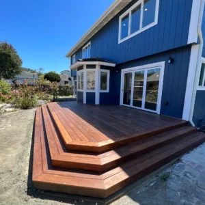 backyard wooden deck addition